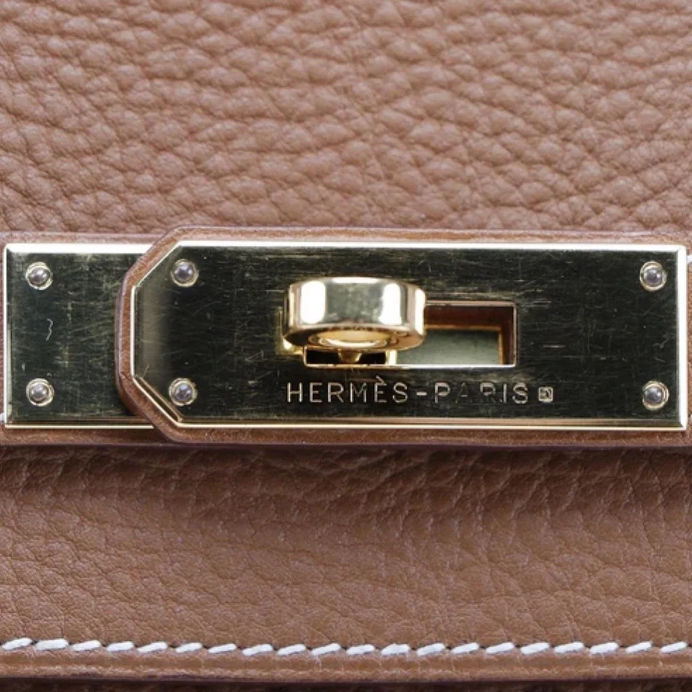 Hermes Birkin 35 Gold Togo Brown Leather Bag